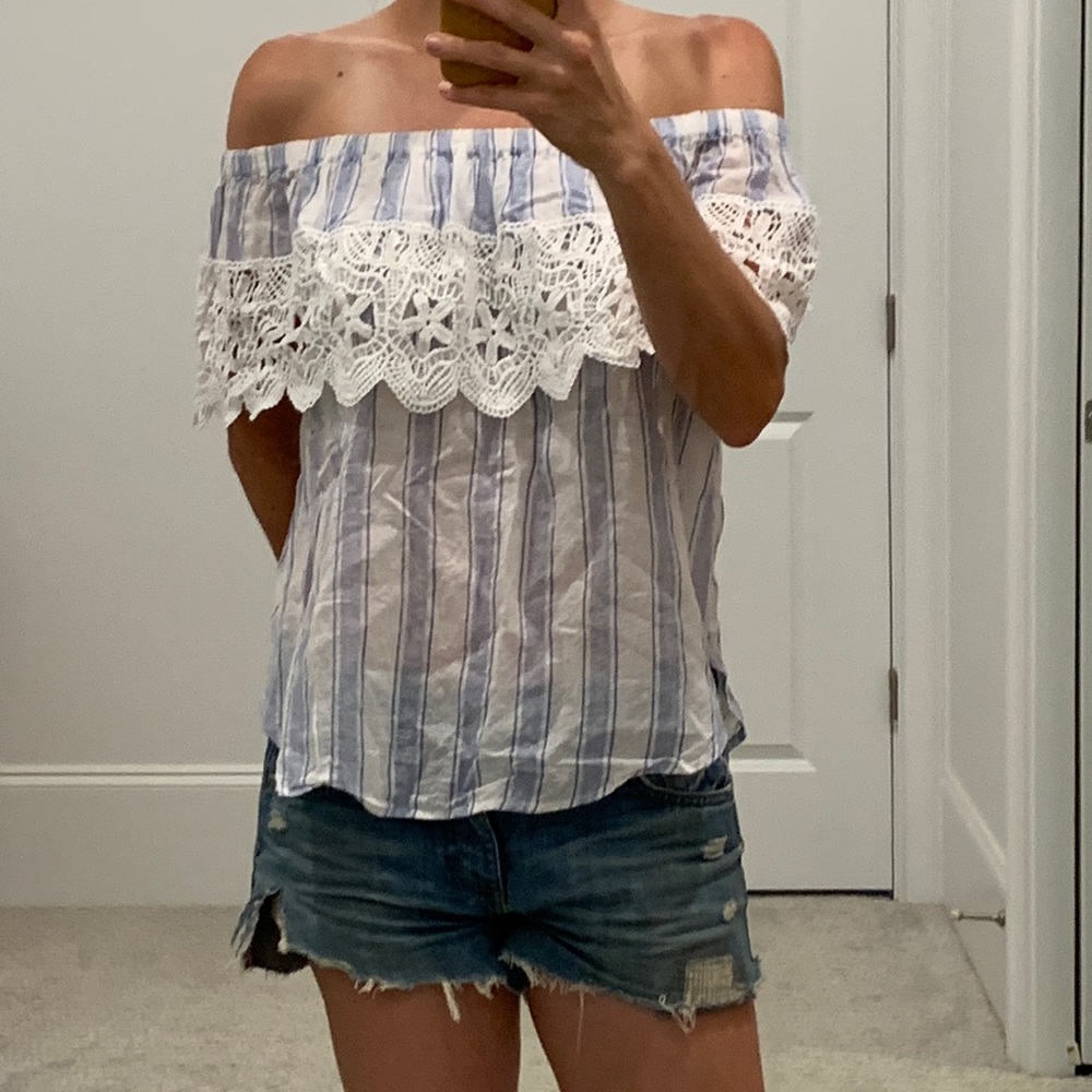 Adorable cold shoulder embroidered top